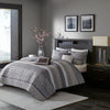 Rhapsody 6 Piece Reversible Jacquard Quilt Set with Throw Pillows in Grey/Taupe