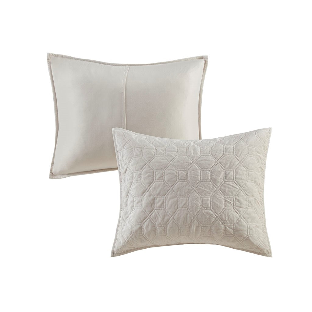 Harper Velvet 3 Piece Coverlet Set - Ivory