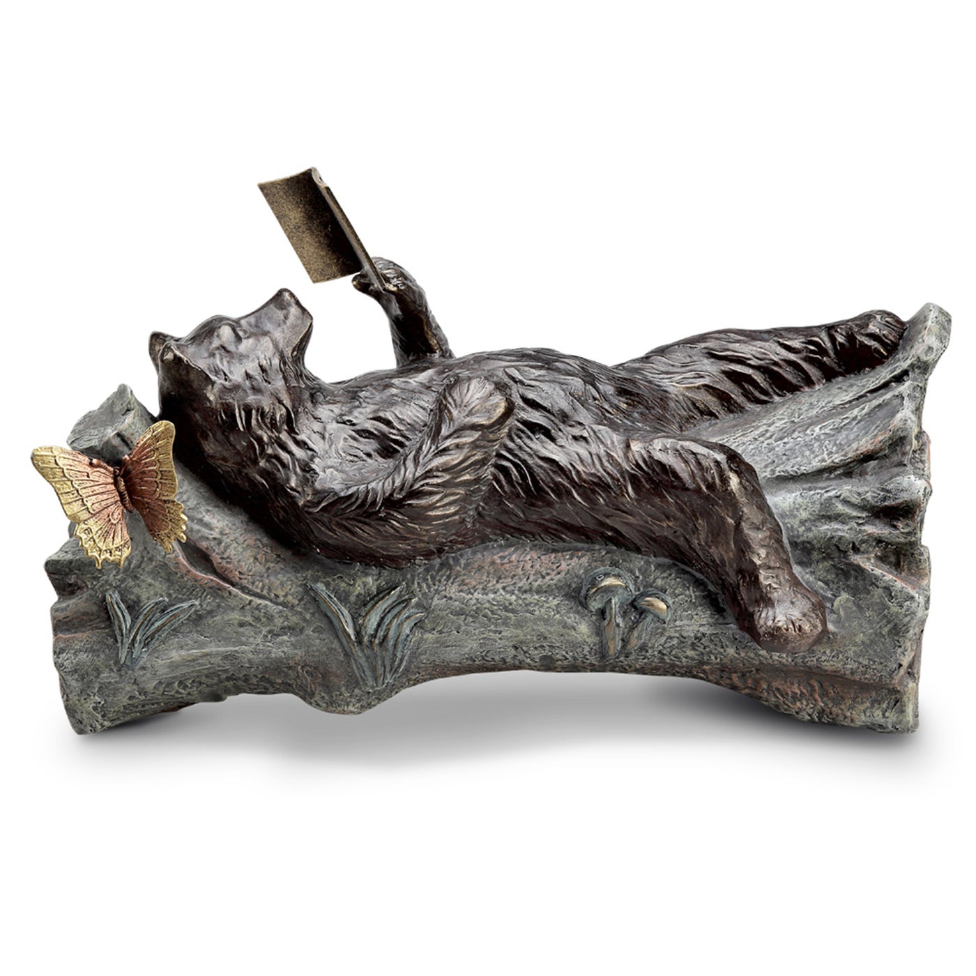 Lazy Reader Garden Sculpture - Bear