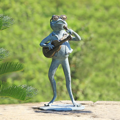 Rock Star Frog Aluminum Garden Sculpture by SPI Home