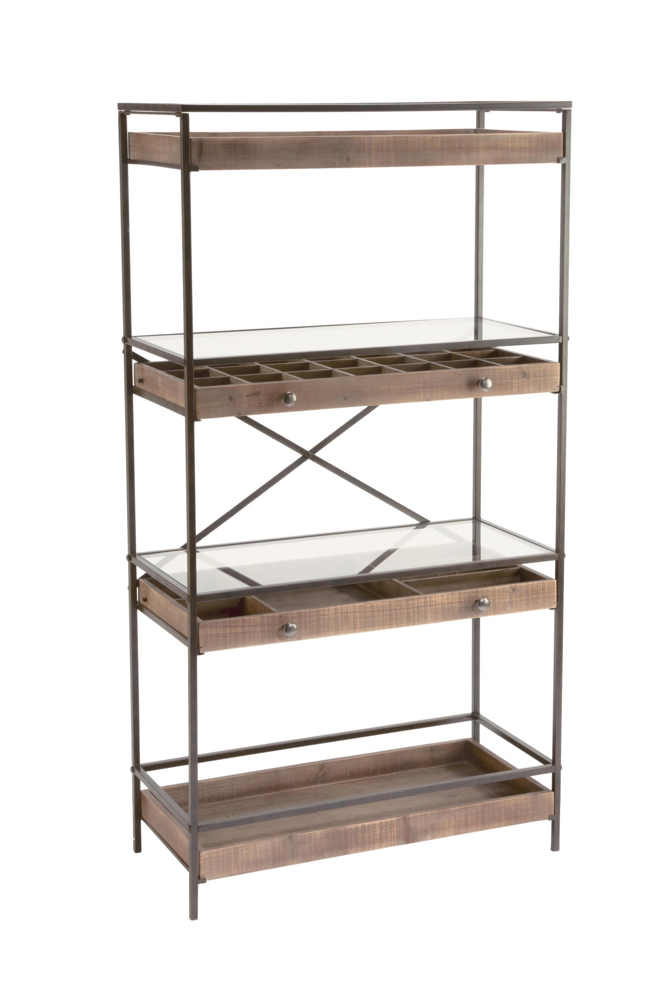 4-Tier Display with Glass Covered Storage Drawers