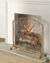 38.5W Light Burnished Gold X And Scroll Design Arched Single Panel Fire Screen With Mesh Backing