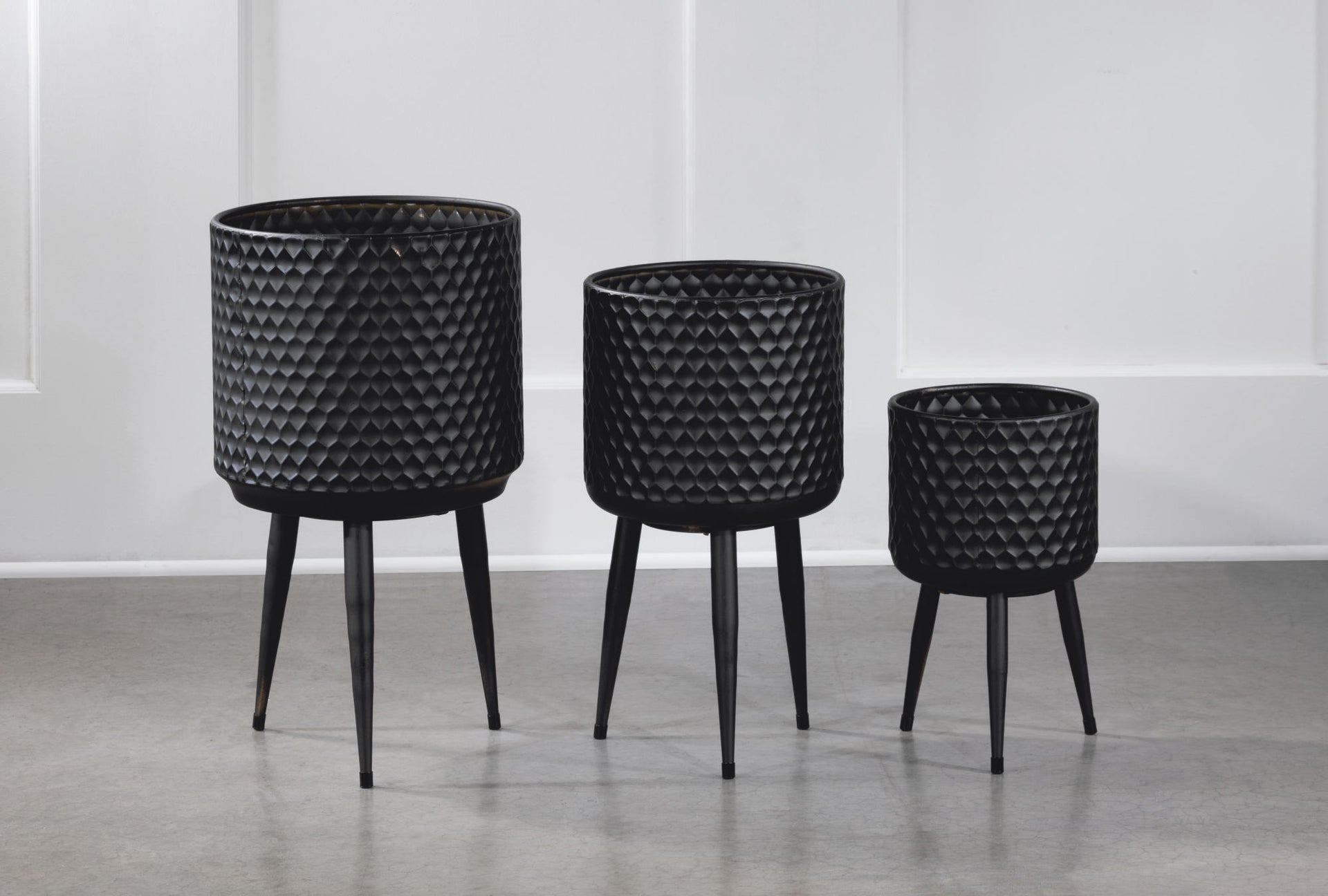 Textured Metal Bins - Set of 3