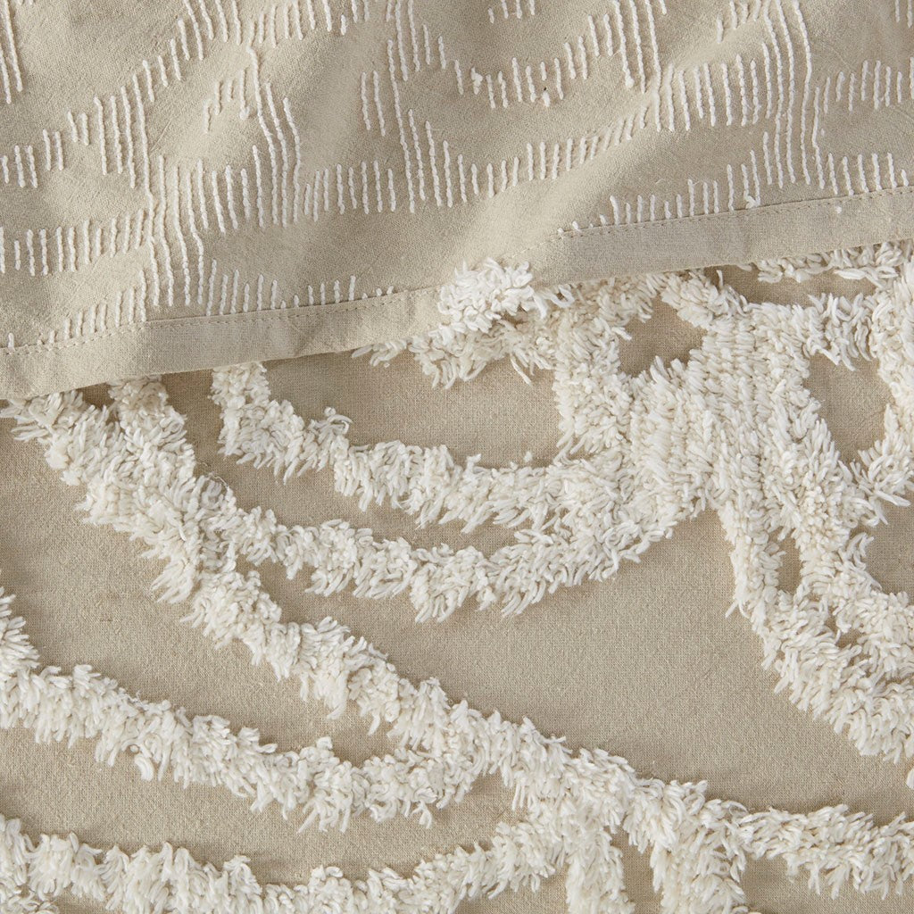 Laetitia Tufted Cotton Chenille Medallion Fringe Coverlet Mini Set - Taupe