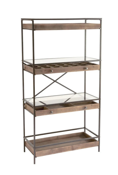 4-Tier Display with Glass Covered Storage Drawers
