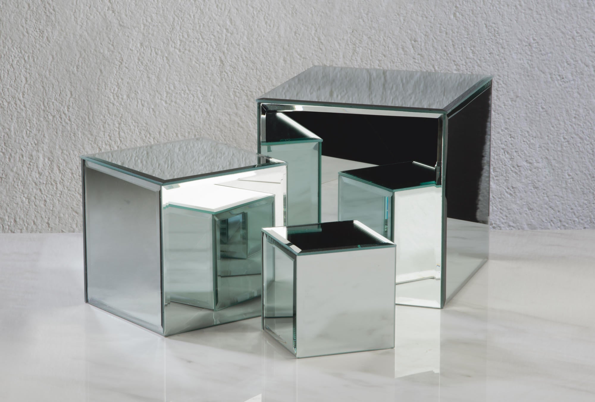 Square Glass Mirror Risers - Set of 3