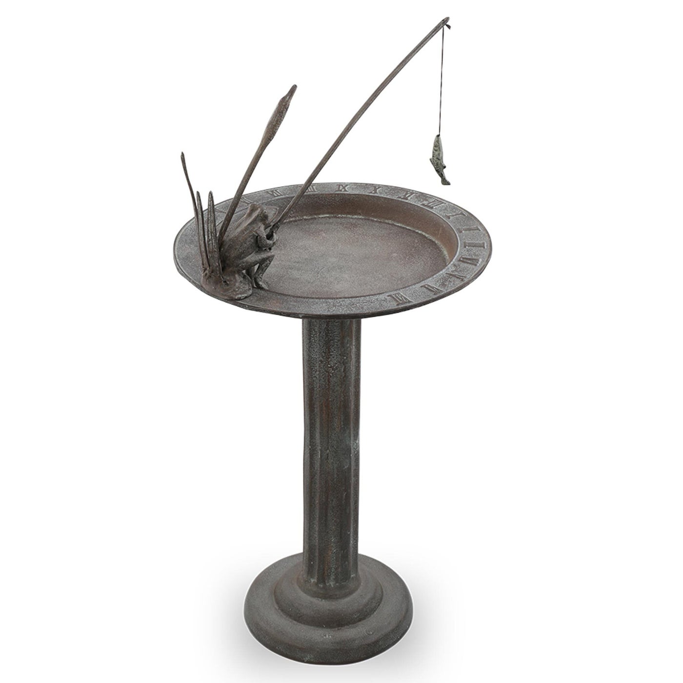 Fishing Frog Sundial / Birdbath