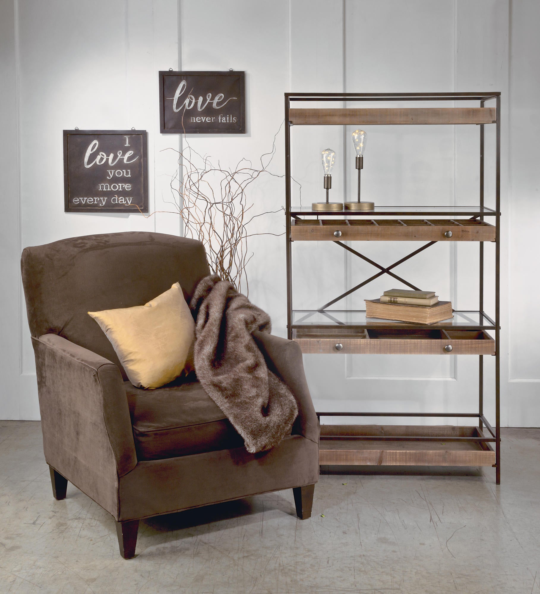 4-Tier Display with Glass Covered Storage Drawers