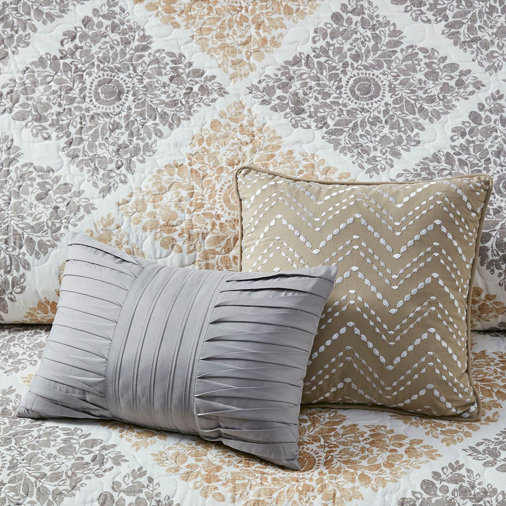 Claire 6 Piece Reversible Coverlet Set - Neutral