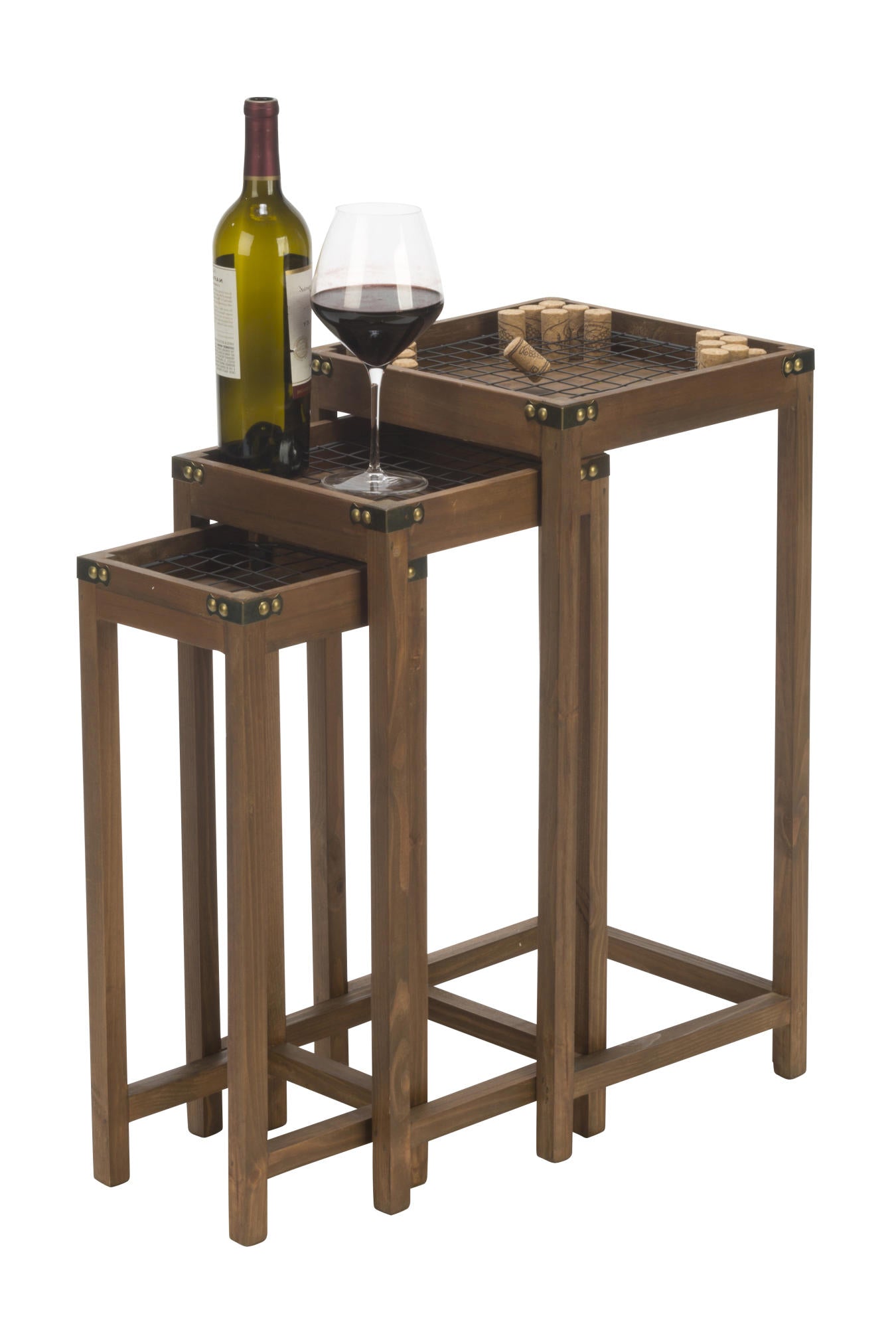 Vineyard Narrow Nesting Cork Display Tables, Set of 3