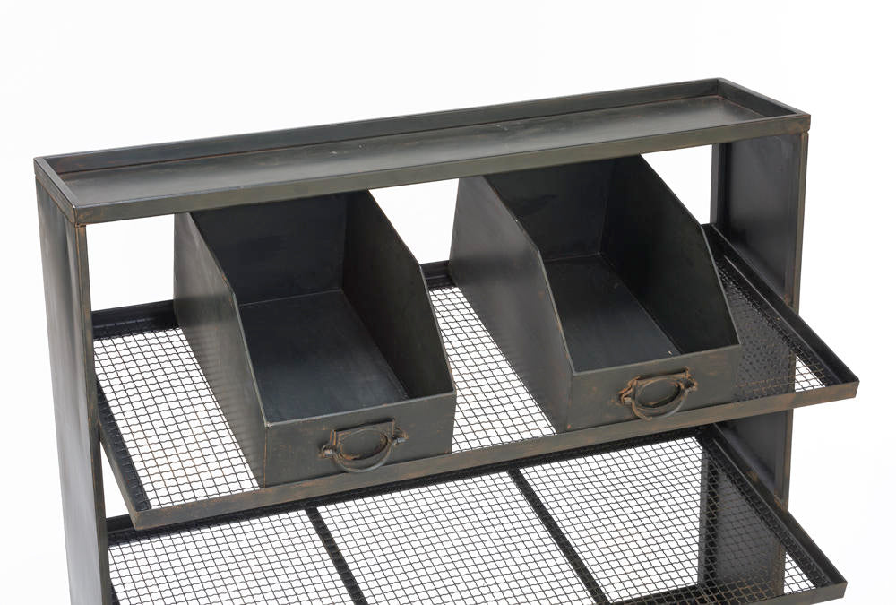 Industrial Black Iron 12-Bin Shelf