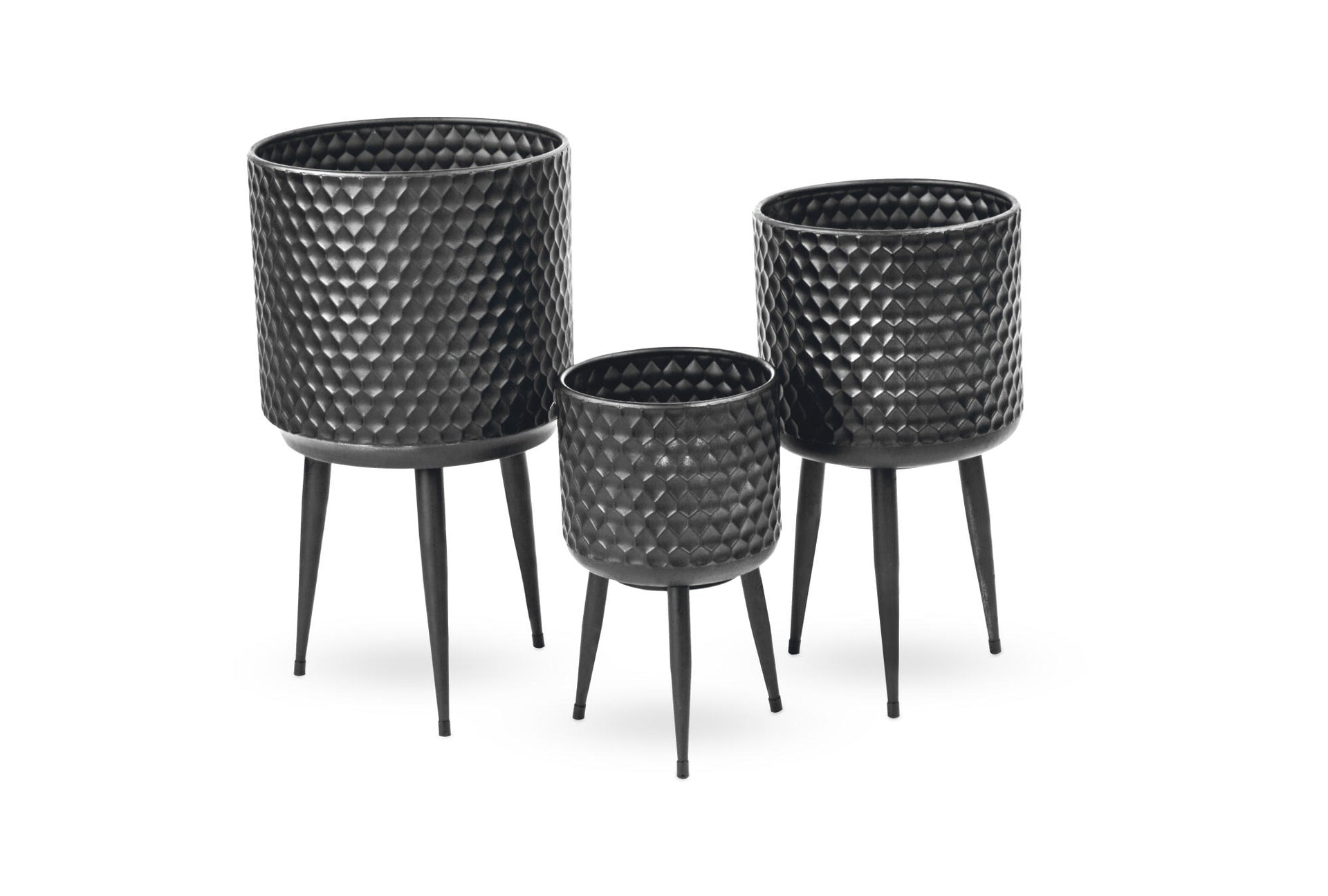 Textured Metal Bins - Set of 3