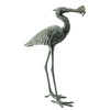 Single Crane Eating Fish Garden Sculpture