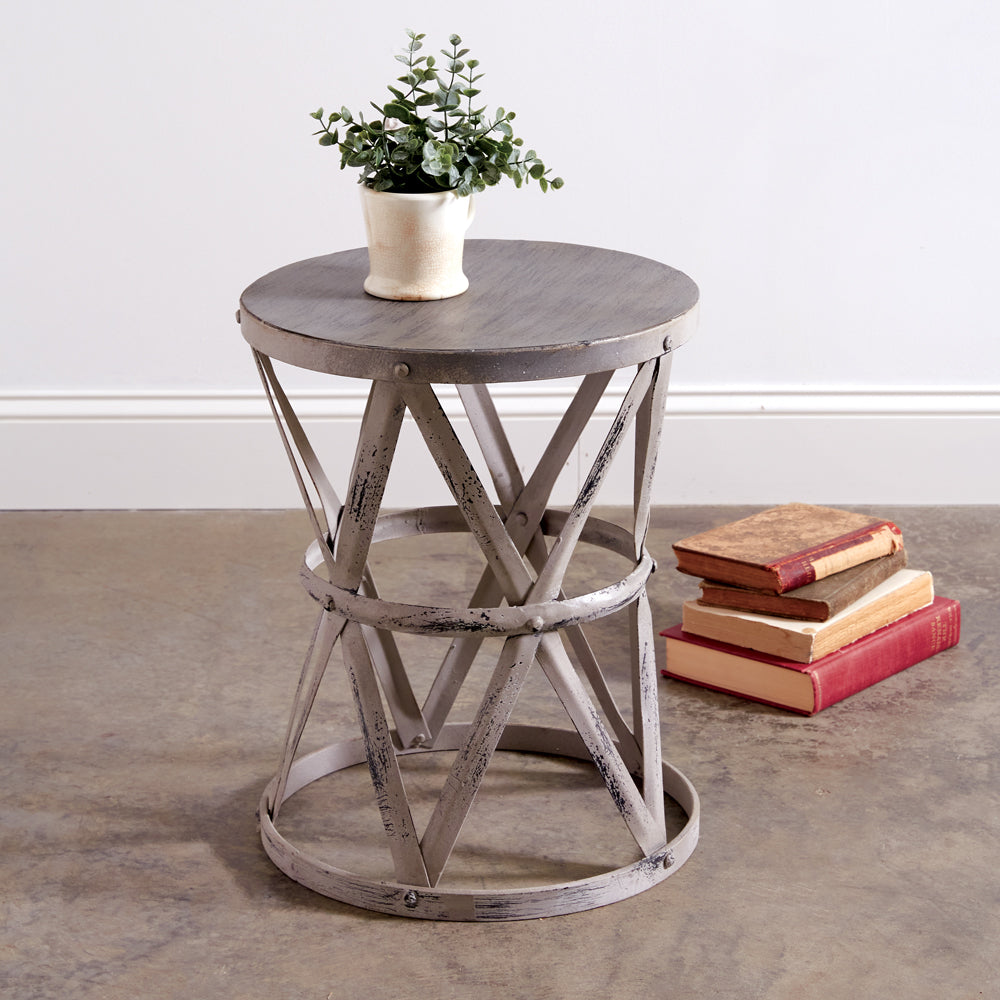 Metal Drum Accent Table
