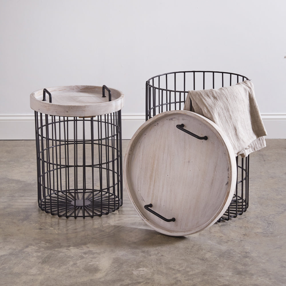 Set of Two Tray Tables with Storage