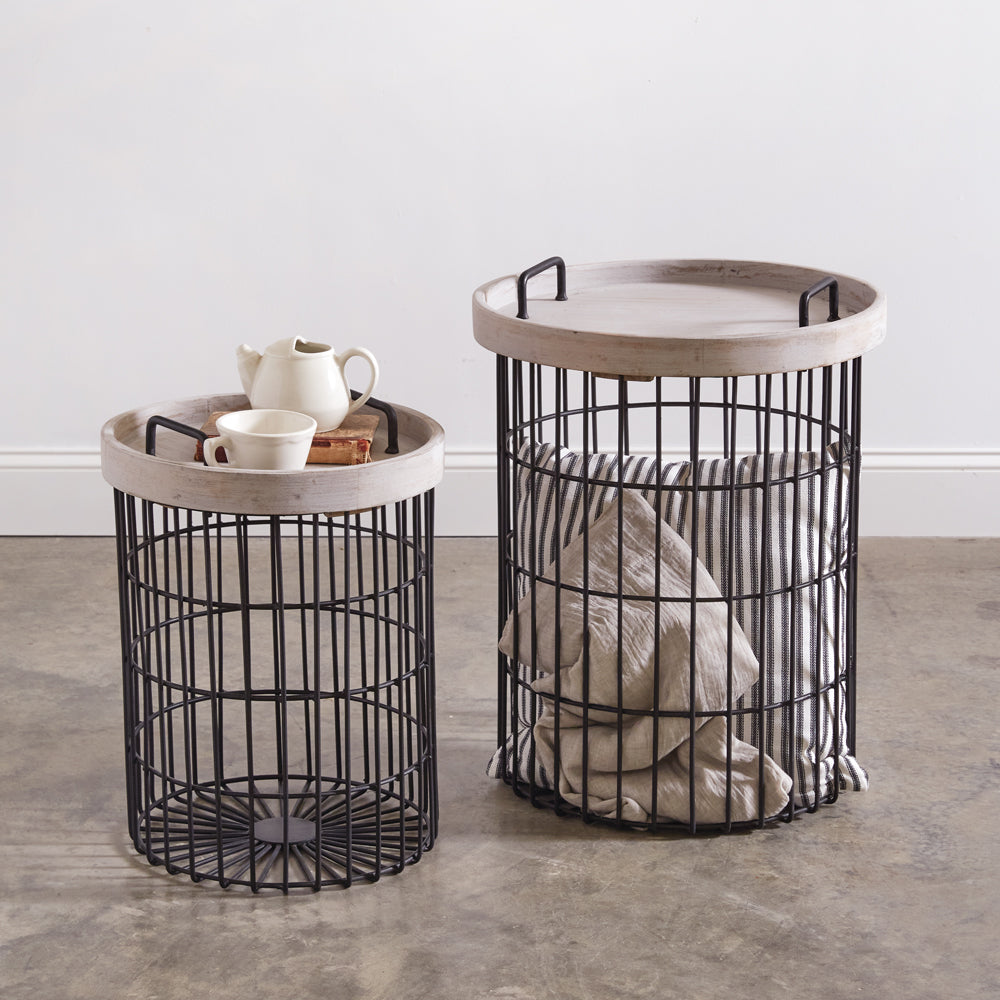 Set of Two Tray Tables with Storage