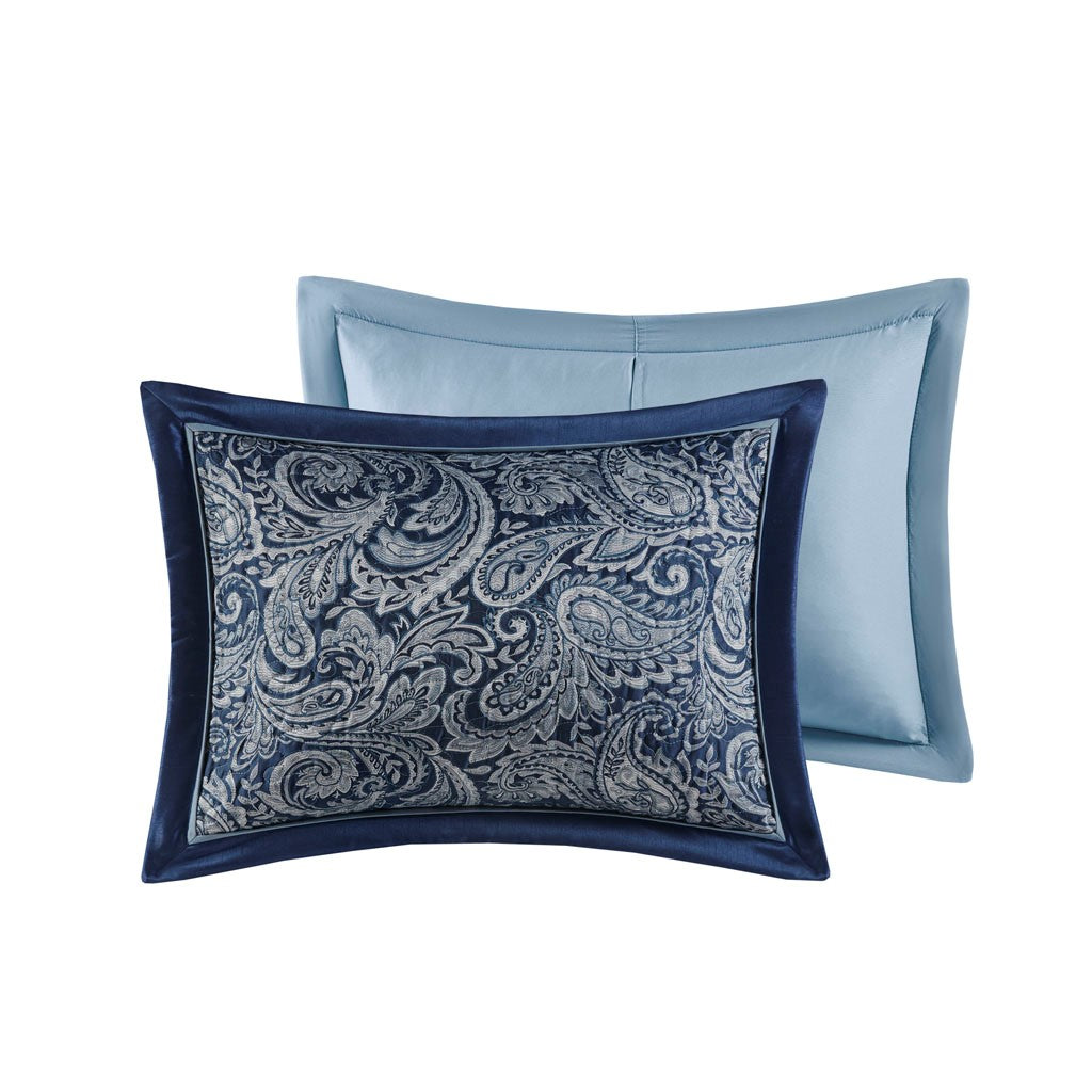 Aubrey 5 Piece Reversible Jacquard Bedspread Set in Navy