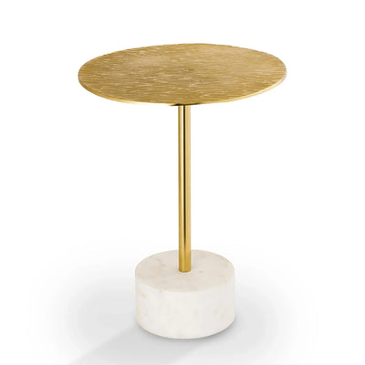 Golden Finish End Table with Marble Base