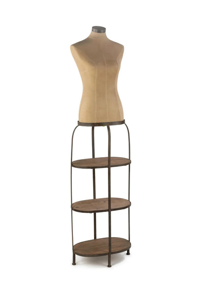 Antiqued Female Mannequin w/ 3 Shelves