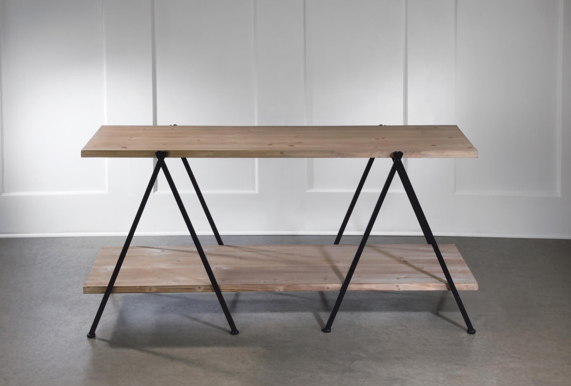 2-Tier Wooden Plank Table