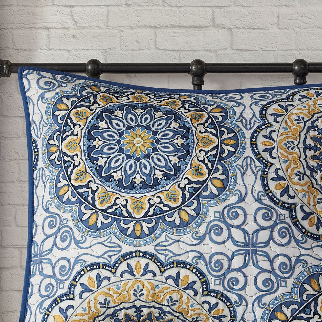 Tangiers 6 Piece Reversible Coverlet Set - Blue