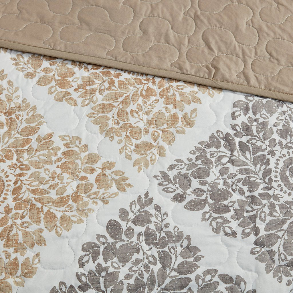 Claire 6 Piece Reversible Coverlet Set - Neutral