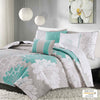 Lola 6 Piece Reversible Cotton Printed Coverlet Set - Aqua
