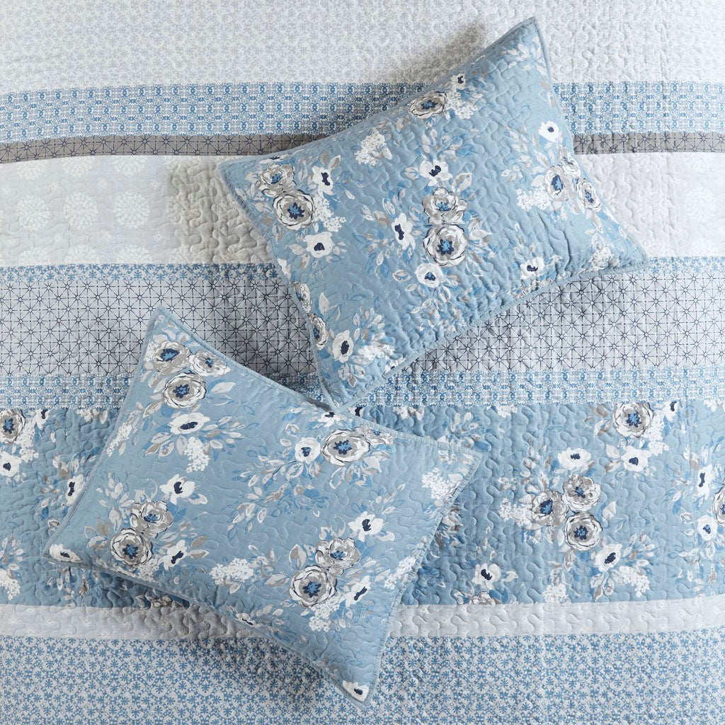 Willa 6 Piece Reversible Coverlet Set - Blue