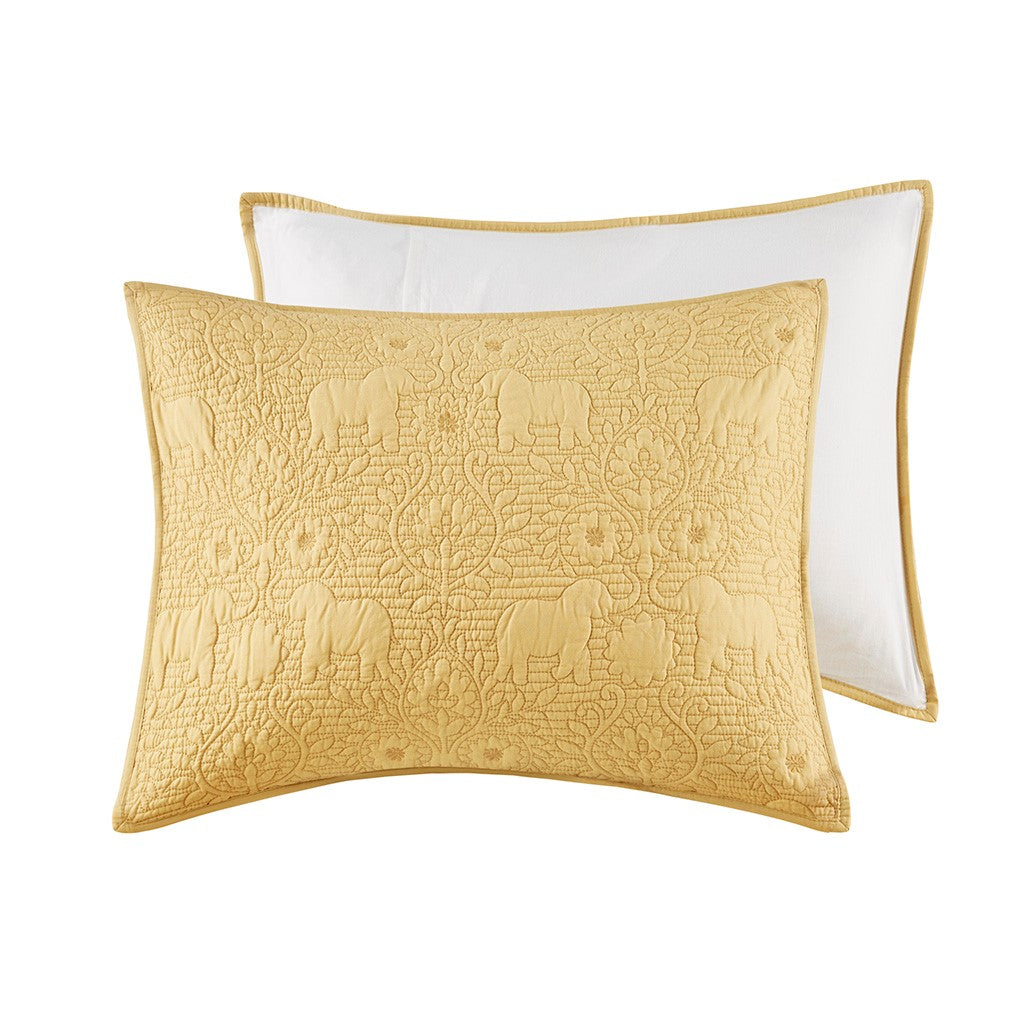 Kandula 3 Piece Reversible Cotton Quilt Set in Yellow