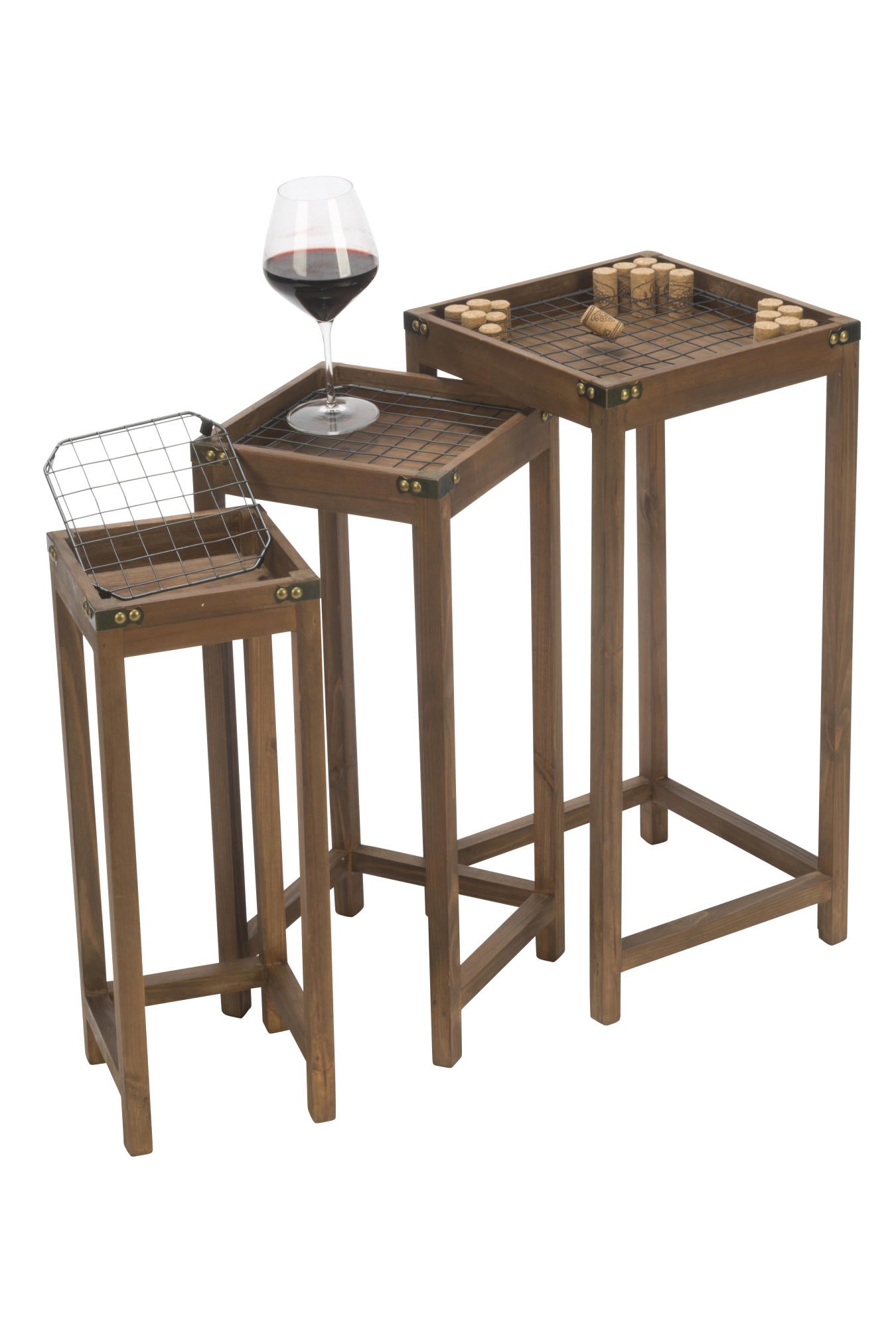 Vineyard Narrow Nesting Cork Display Tables, Set of 3