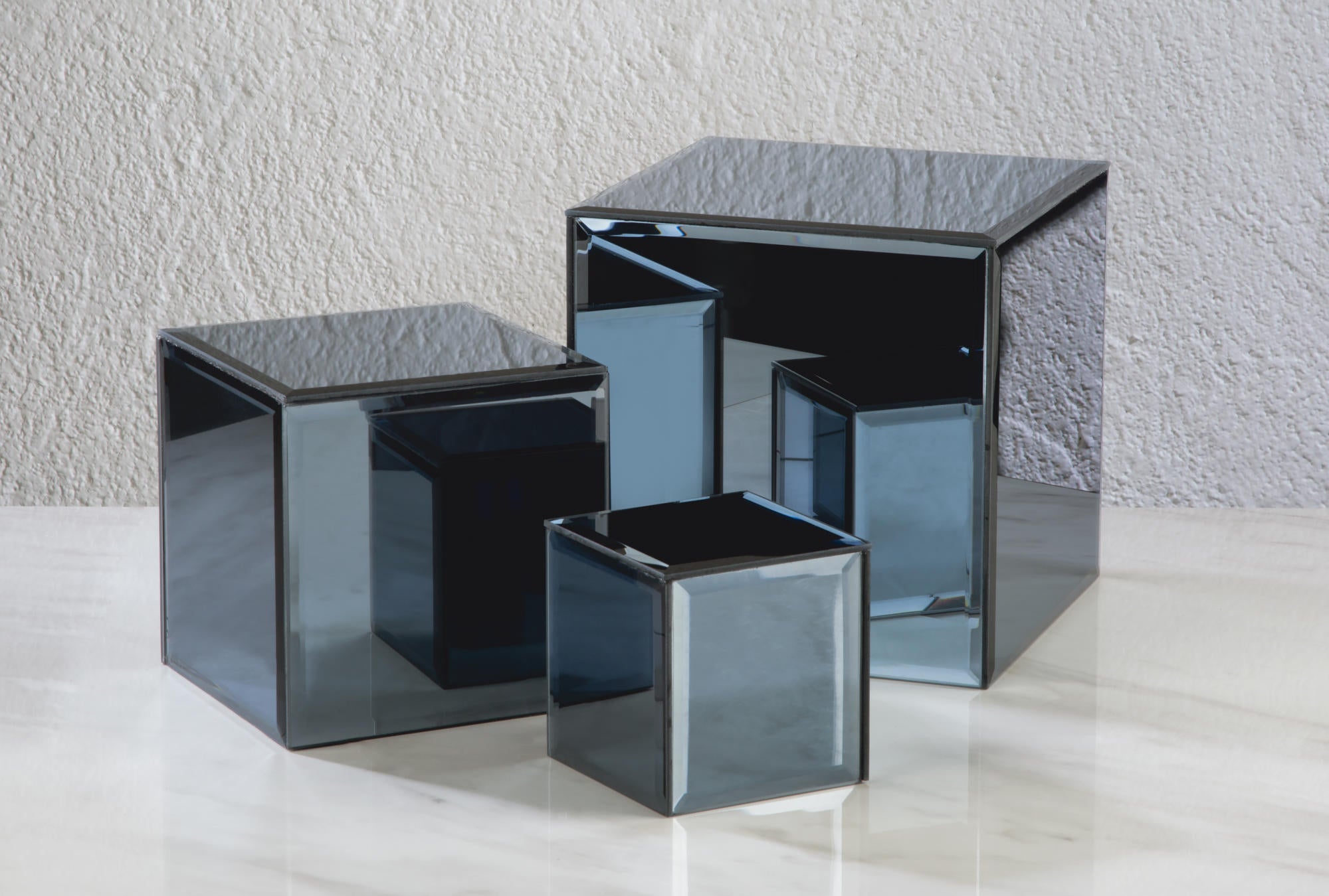 Square Glass Mirror Risers - Set of 3