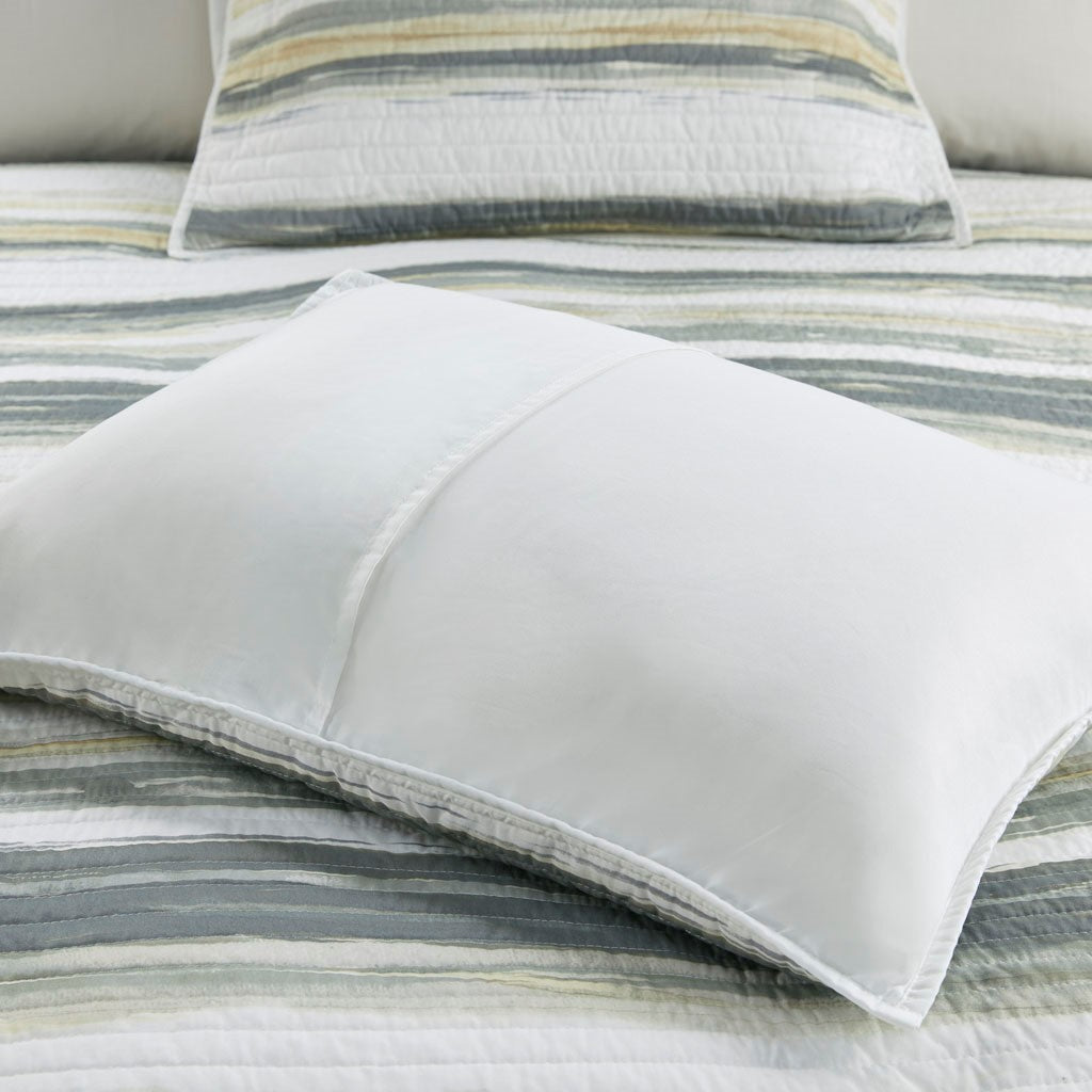 Marina 6 Piece Quilted Microfiber Coverlet Set with Throw Pillows - Yellow