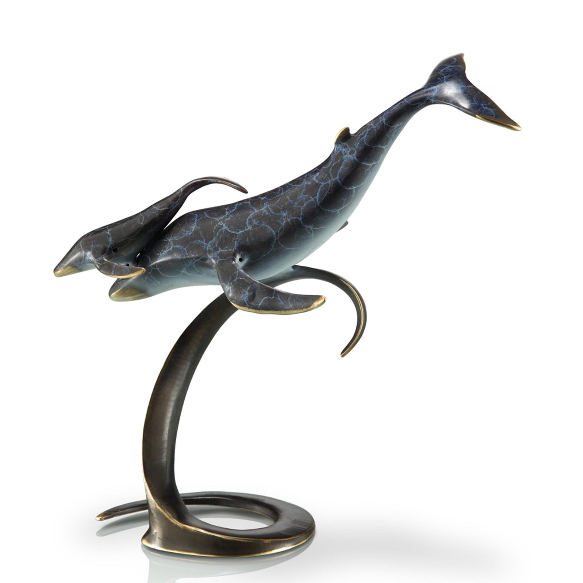 Whale Pair on Wave Sculpture