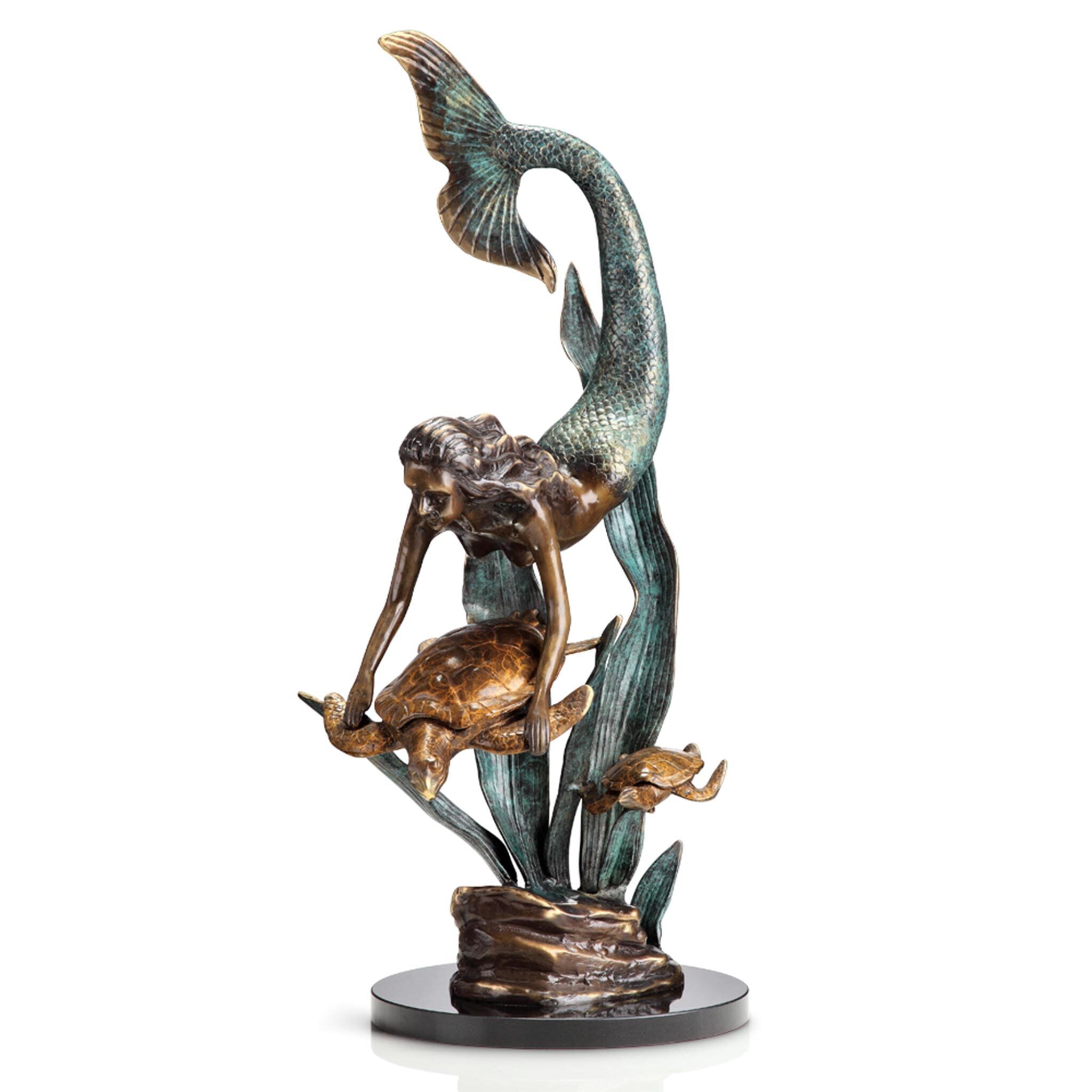 Ocean Explorers - Mermaid and Turtle Sculpture