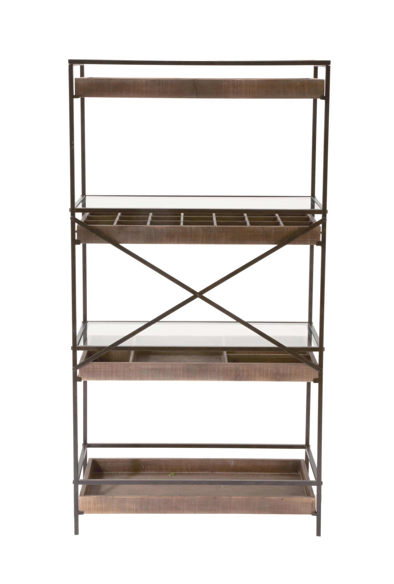 4-Tier Display with Glass Covered Storage Drawers