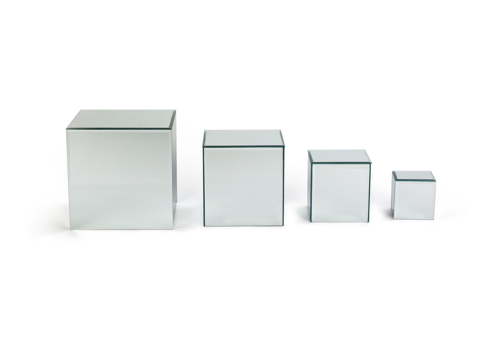 Square Glass Mirror Risers - Set of 4