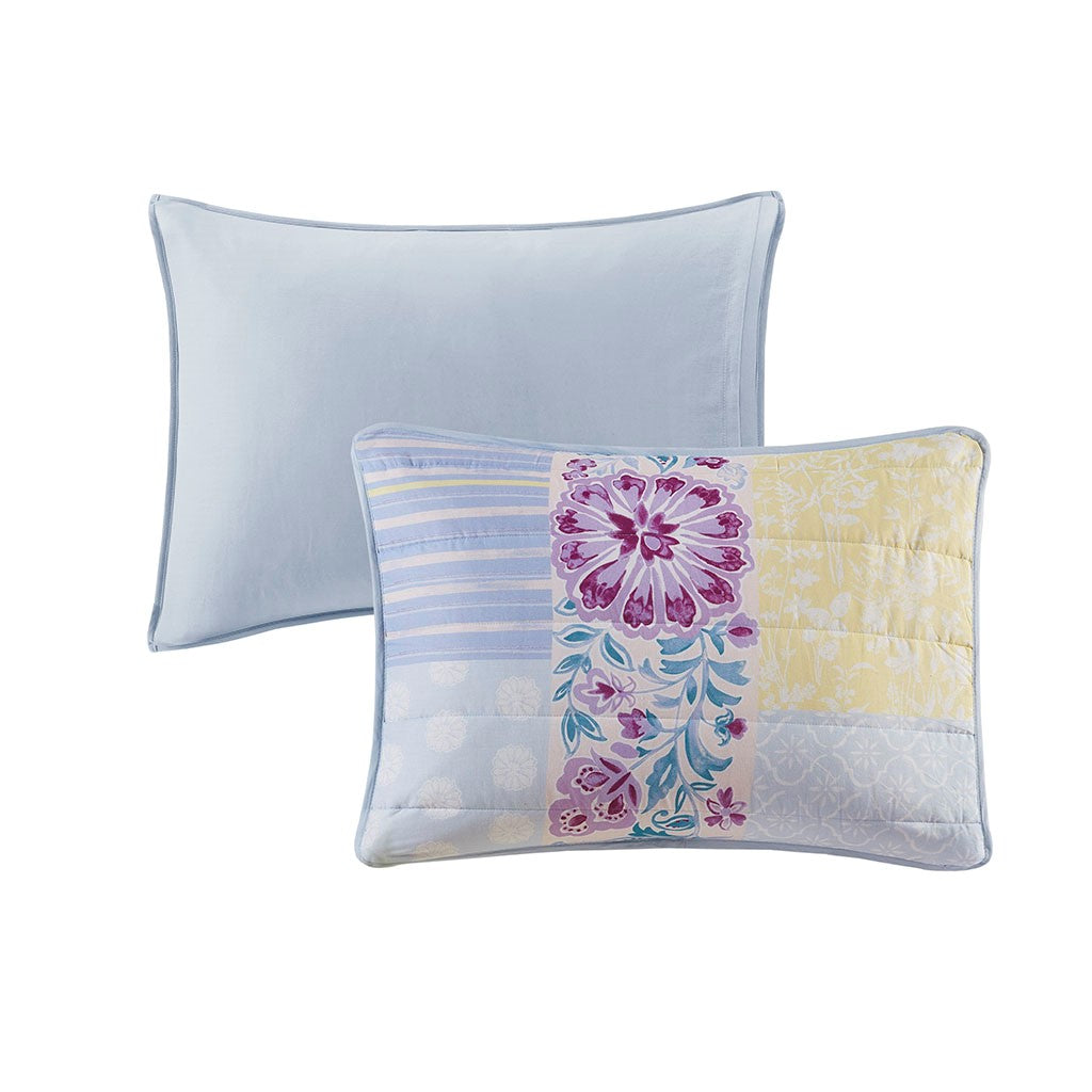 Emmaline Patchwork Printed Cotton Reversible Coverlet Set