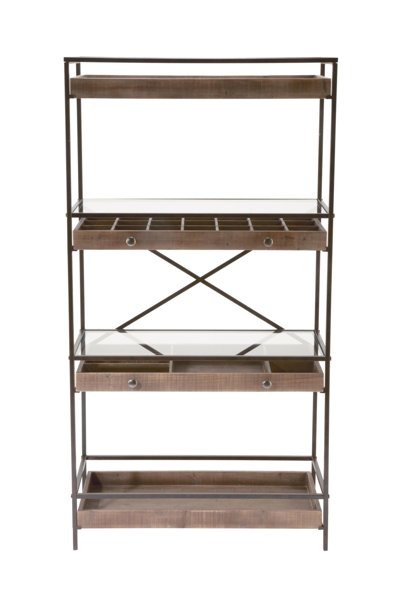 4-Tier Display with Glass Covered Storage Drawers