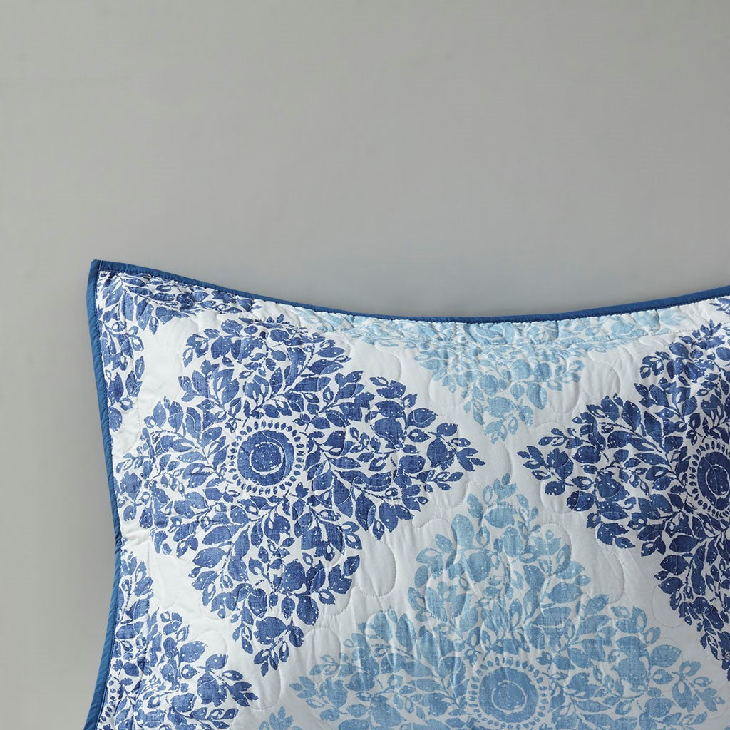 Claire 6 Piece Reversible Coverlet Set - Blue