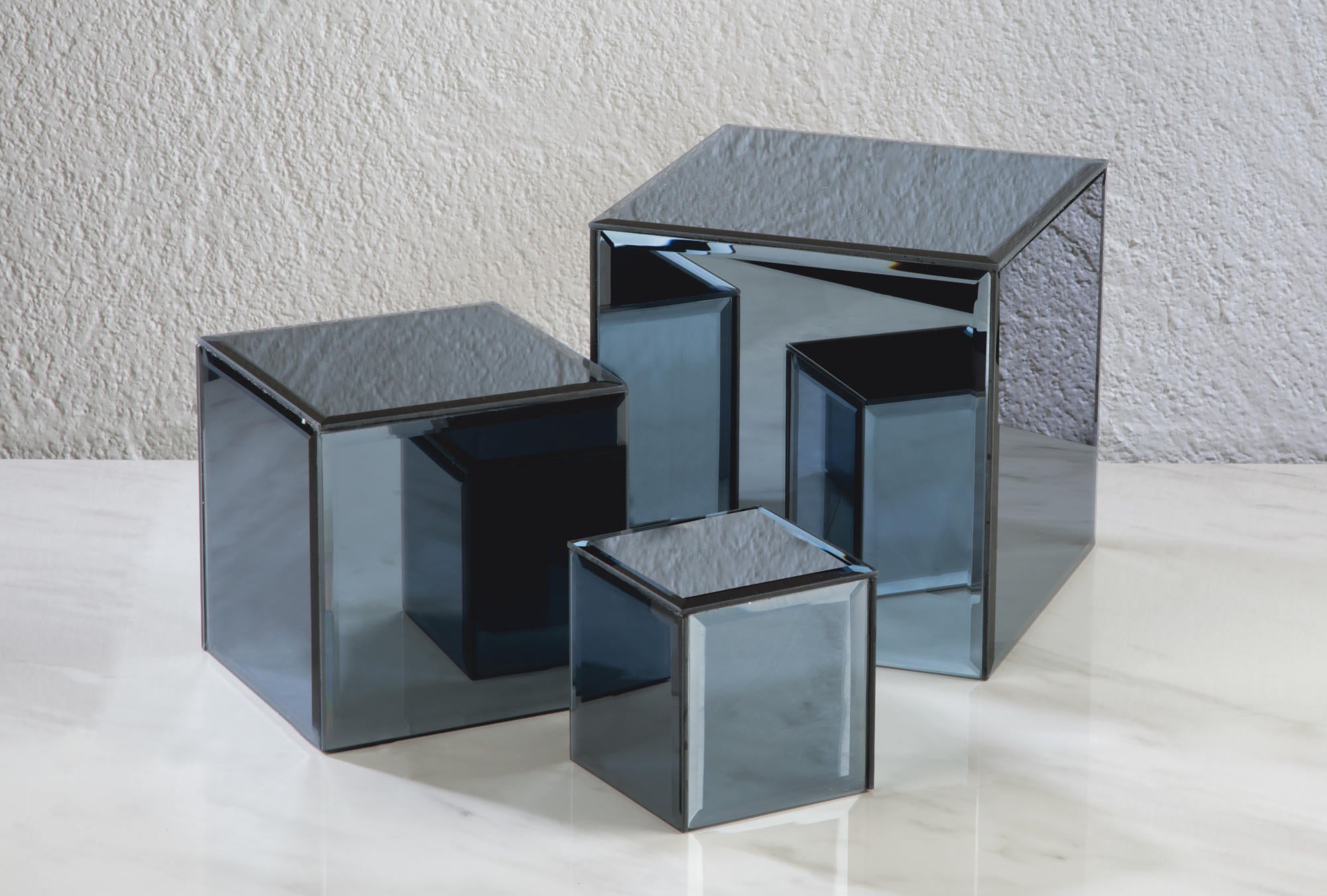 Square Glass Mirror Risers - Set of 3