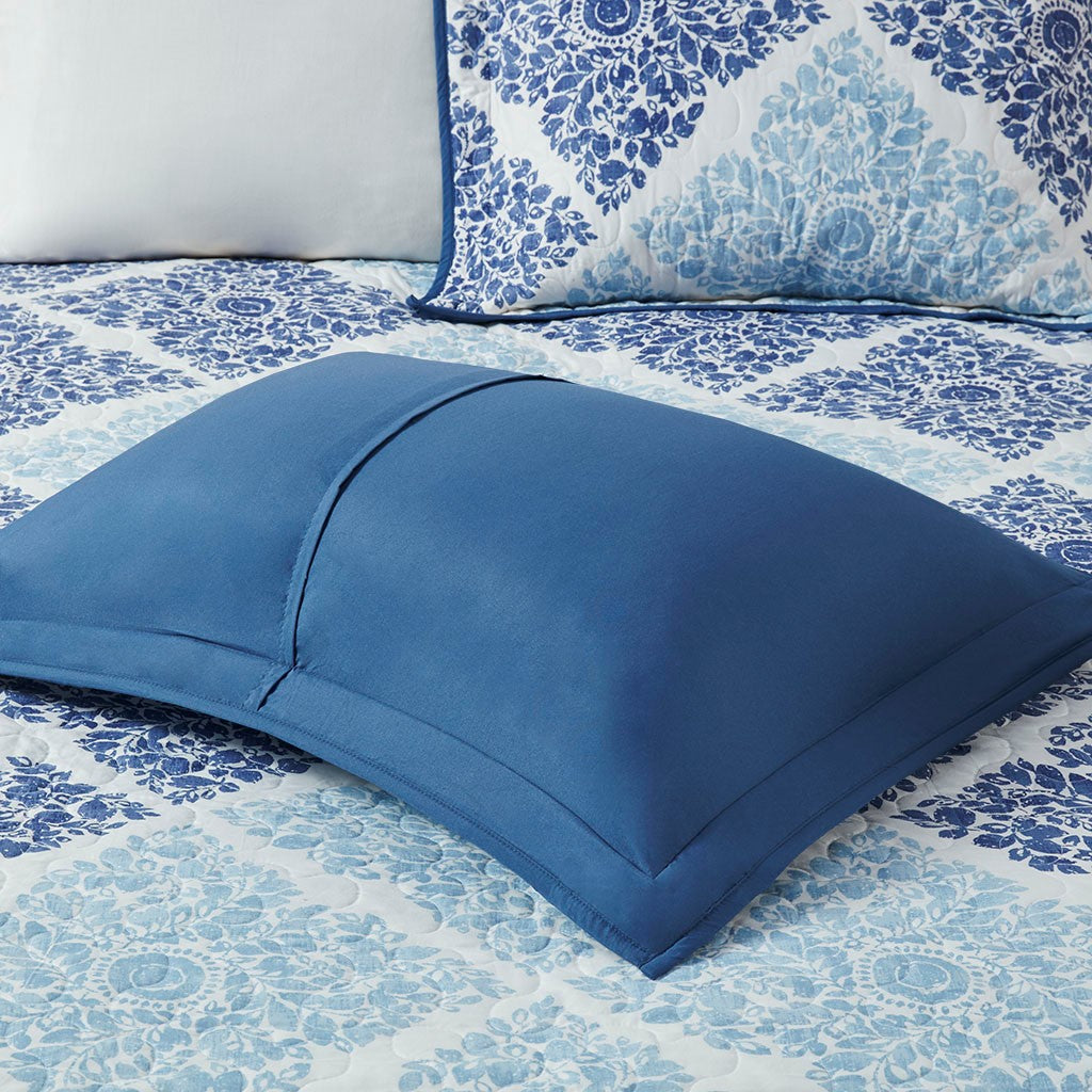 Claire 6 Piece Reversible Coverlet Set - Blue