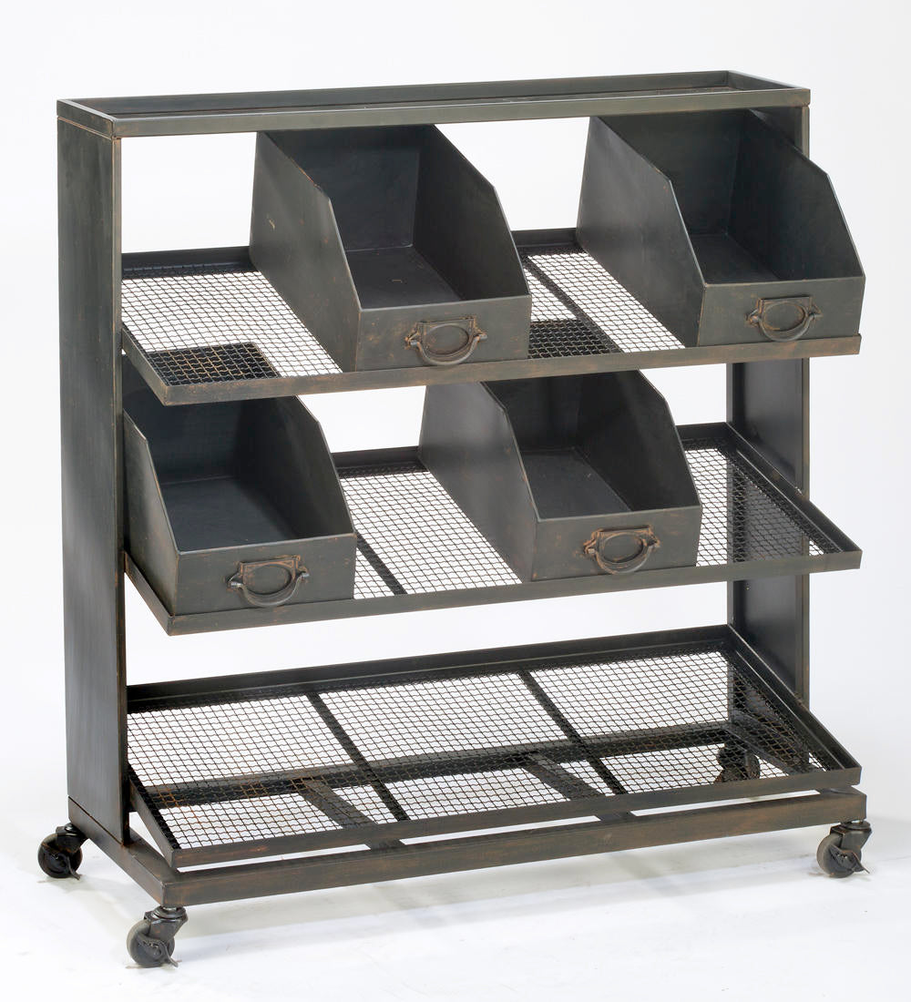Industrial Black Iron 12-Bin Shelf
