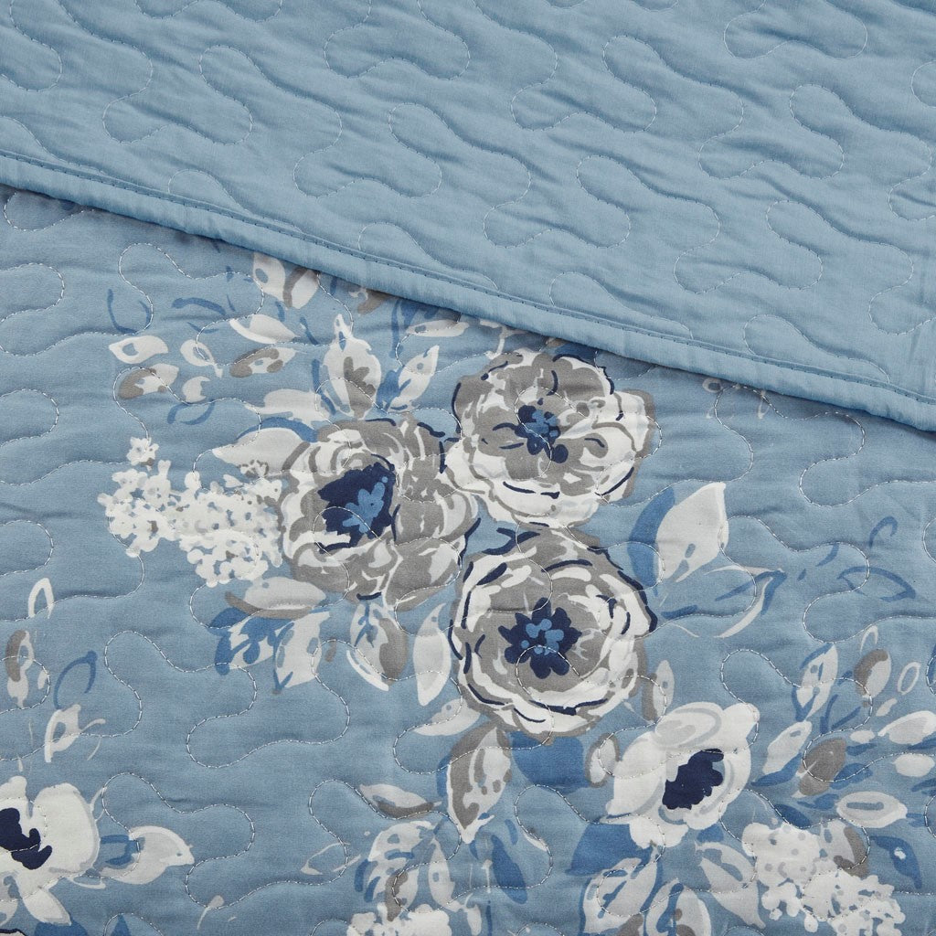 Willa 6 Piece Reversible Coverlet Set - Blue