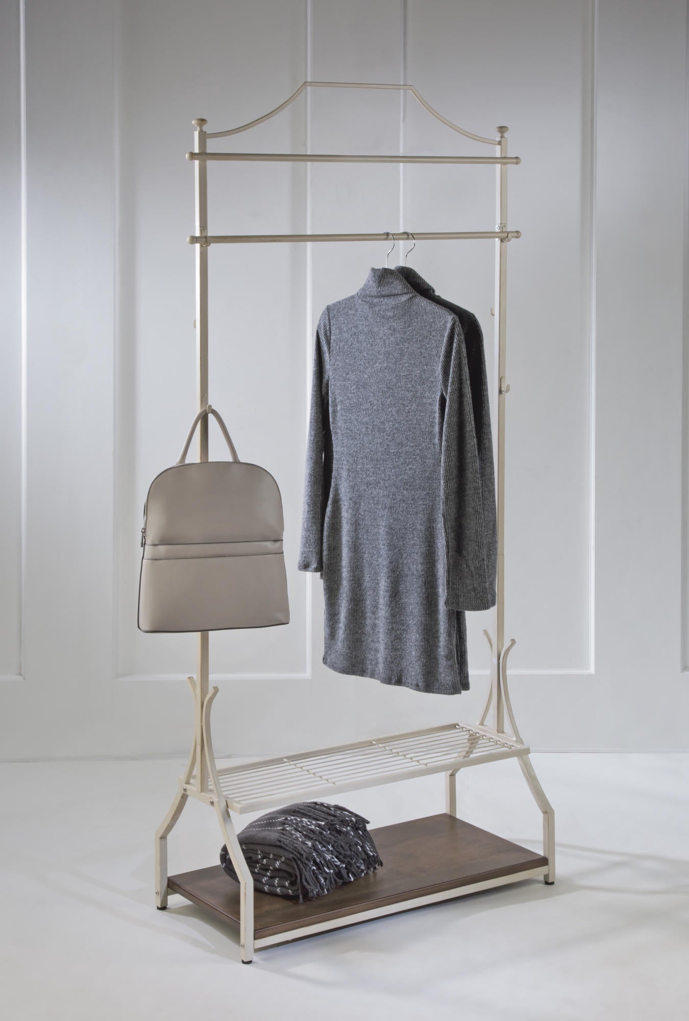 Garment Rack with Wood Veneer Base