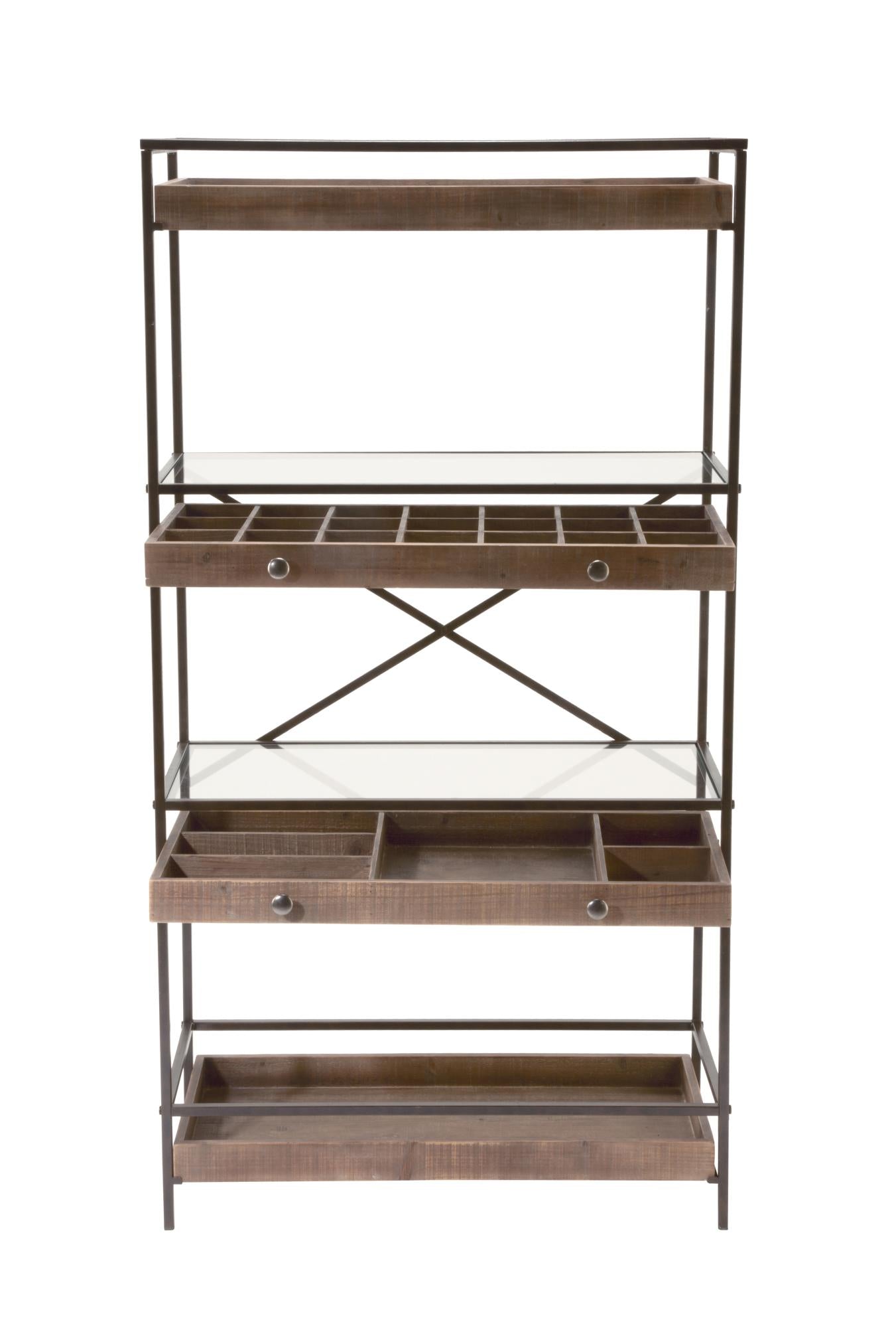 4-Tier Display with Glass Covered Storage Drawers
