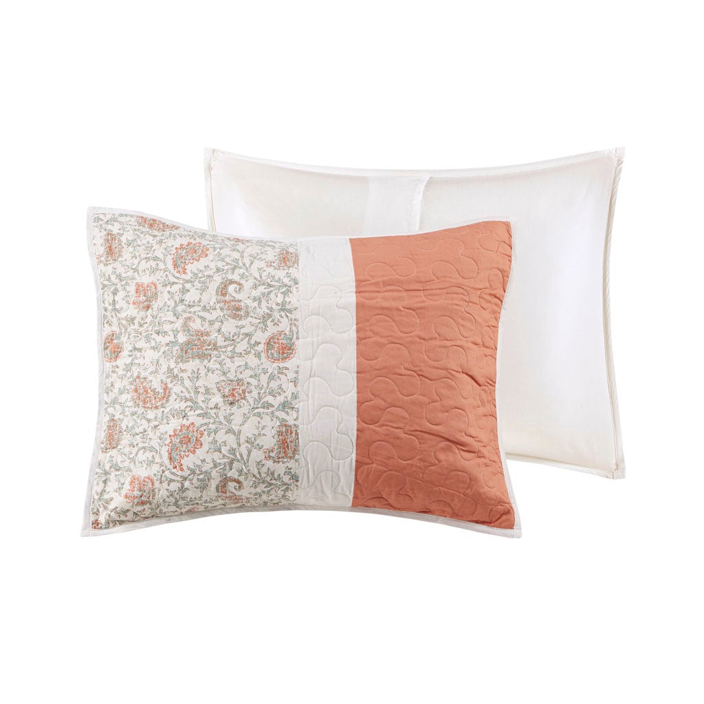 Dawn 6 Piece Cotton Percale Reversible Coverlet Set - Coral