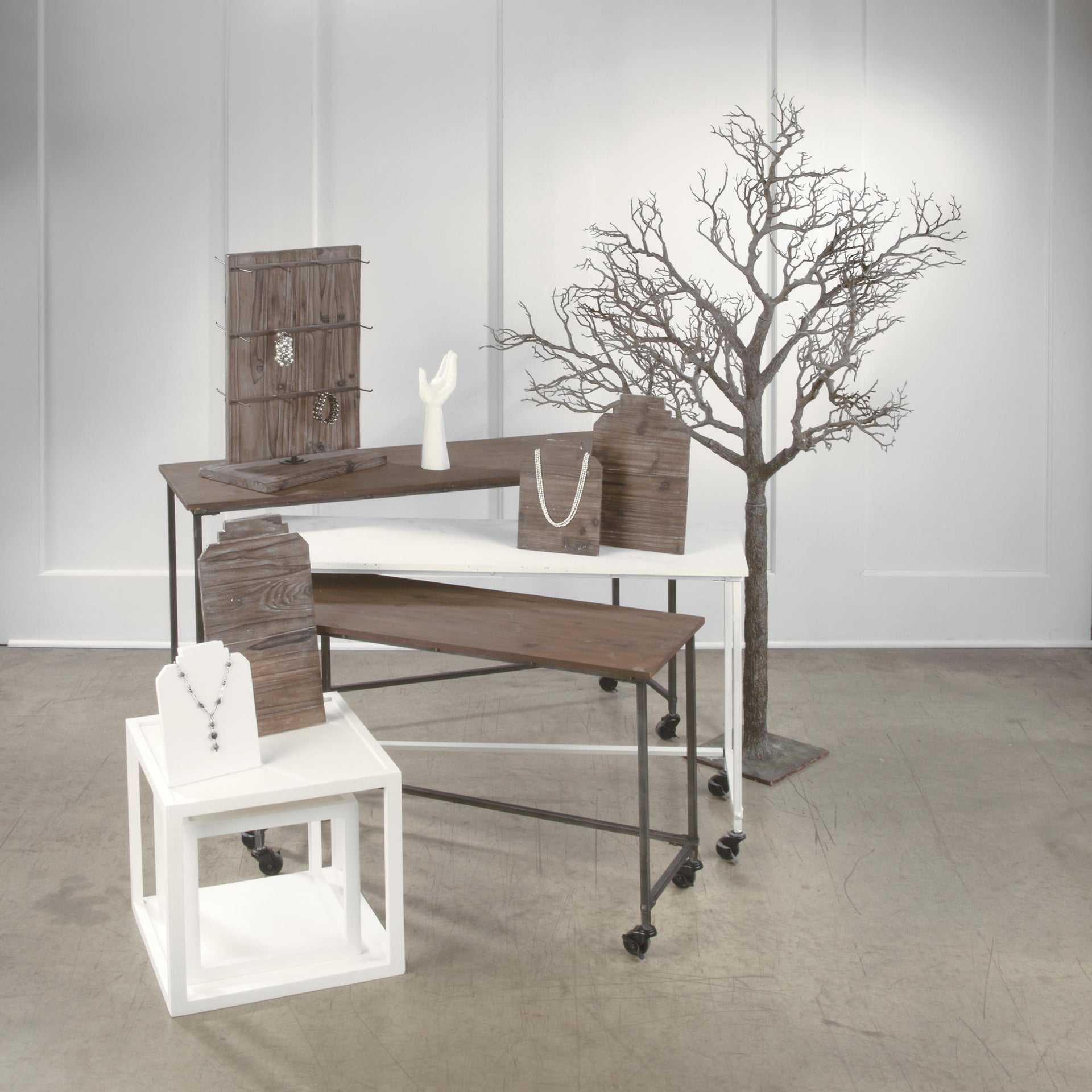 White Nesting Tables w/ Casters (Set of 3)