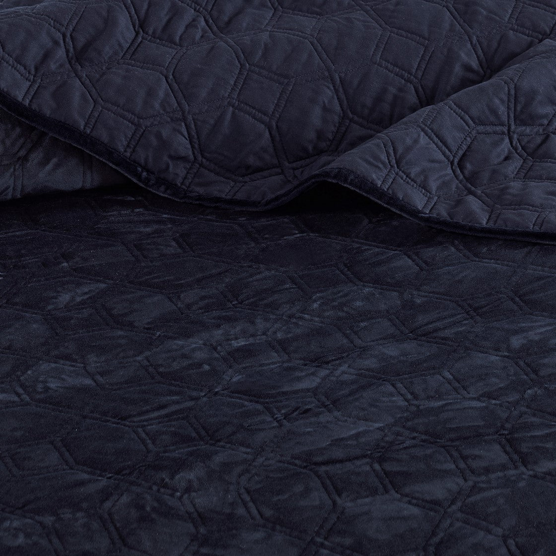 Harper Velvet 3 Piece Coverlet Set - Navy