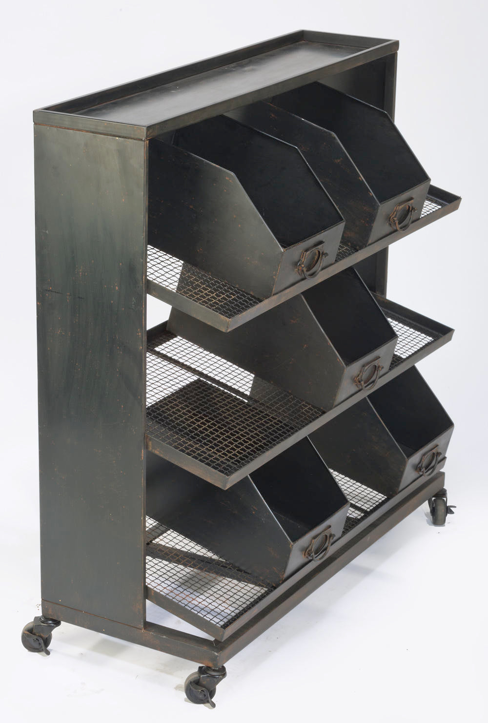 Industrial Black Iron 12-Bin Shelf