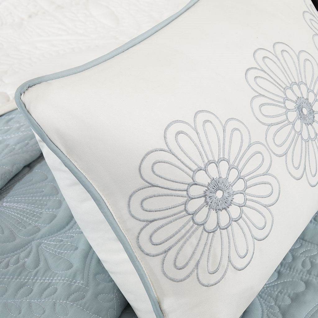 Ashbury 5 Piece Reversible Bedspread Set - Blue